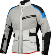 IXON M-NJORD Herren-Motorrad-Textiljacke Hellgrau Blau Rot – Maximomoto ES