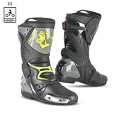 BELA - Botas Piel Race Pro (R-6) Negro/Gris/Amarillo Fluor