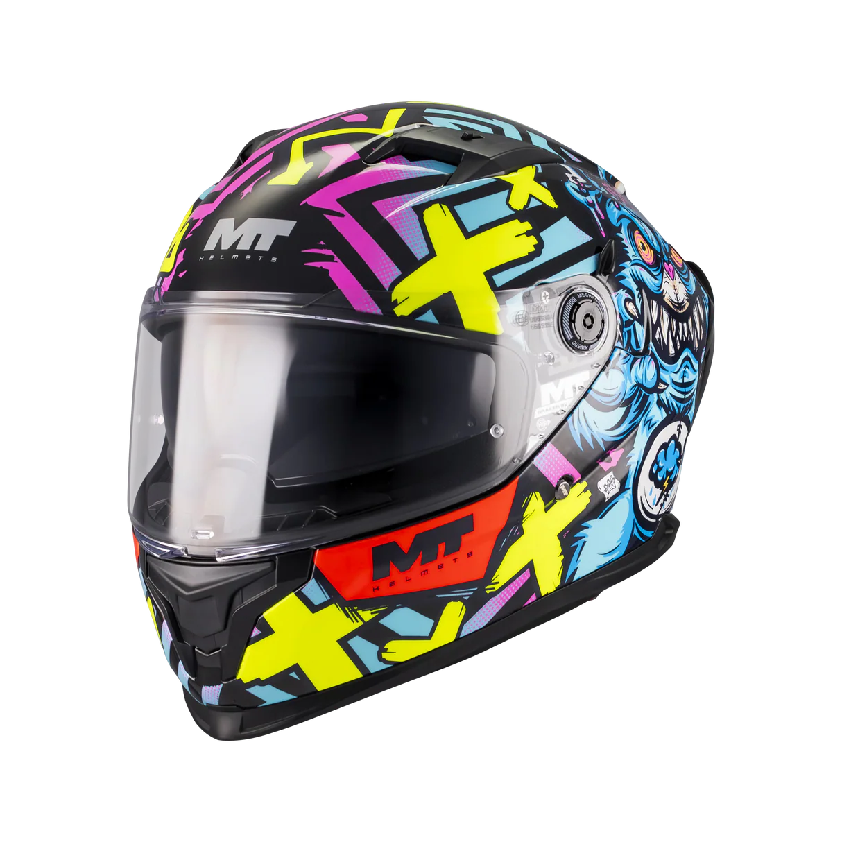 MT Braker SV Crazy Teddy B7 Full Face Motorcycle Helmet (Shiny)