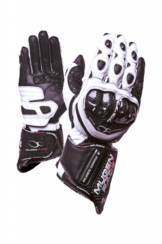 motorrad sport handschuhe MUGENRACE BORNEW Motorrad-Sporthandschuhe aus Leder, Weiß/Schwarz – SECURTEX MOTOR S.L (t/a MaximoMoto)