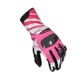 MACNA KROWN Damen-Motorradhandschuhe aus Leder, Rosa-Grau – Maximomoto ES
