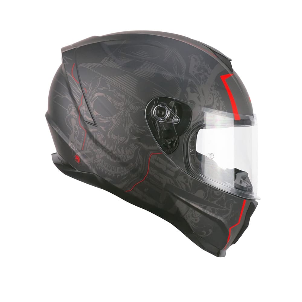 CGM 320G NEUTRON BAD-B Full Face Motorcycle Helmet Matte Black Red