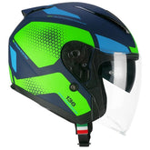 CGM 136G DNA GALAXY JET CASCO MOTO AZUL VERDE FLUO OPACO - CASCO