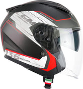 CGM 136S DNA APACHE CASCO MOTO ABATIBLES NERO ROSSO OPACO - CASCO