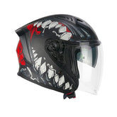 CGM 127X DEEP FREAKER Abatibles Jet Casco Negro Rojo Mate