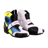BELA - Botas de Couro Faster Branco/Azul/Amarelo – Maximomoto ES