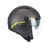 CGM 116G AIR BICO Jet Casco Scooter Grafito Amarillo Fluo