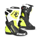 Bottes de moto de course sur piste Bela Turbo, noir et jaune. – Maximomoto ES