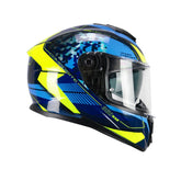 CGM 360S KAD RACE Integral Turismo Moto Casco Azul Amarillo Fluo