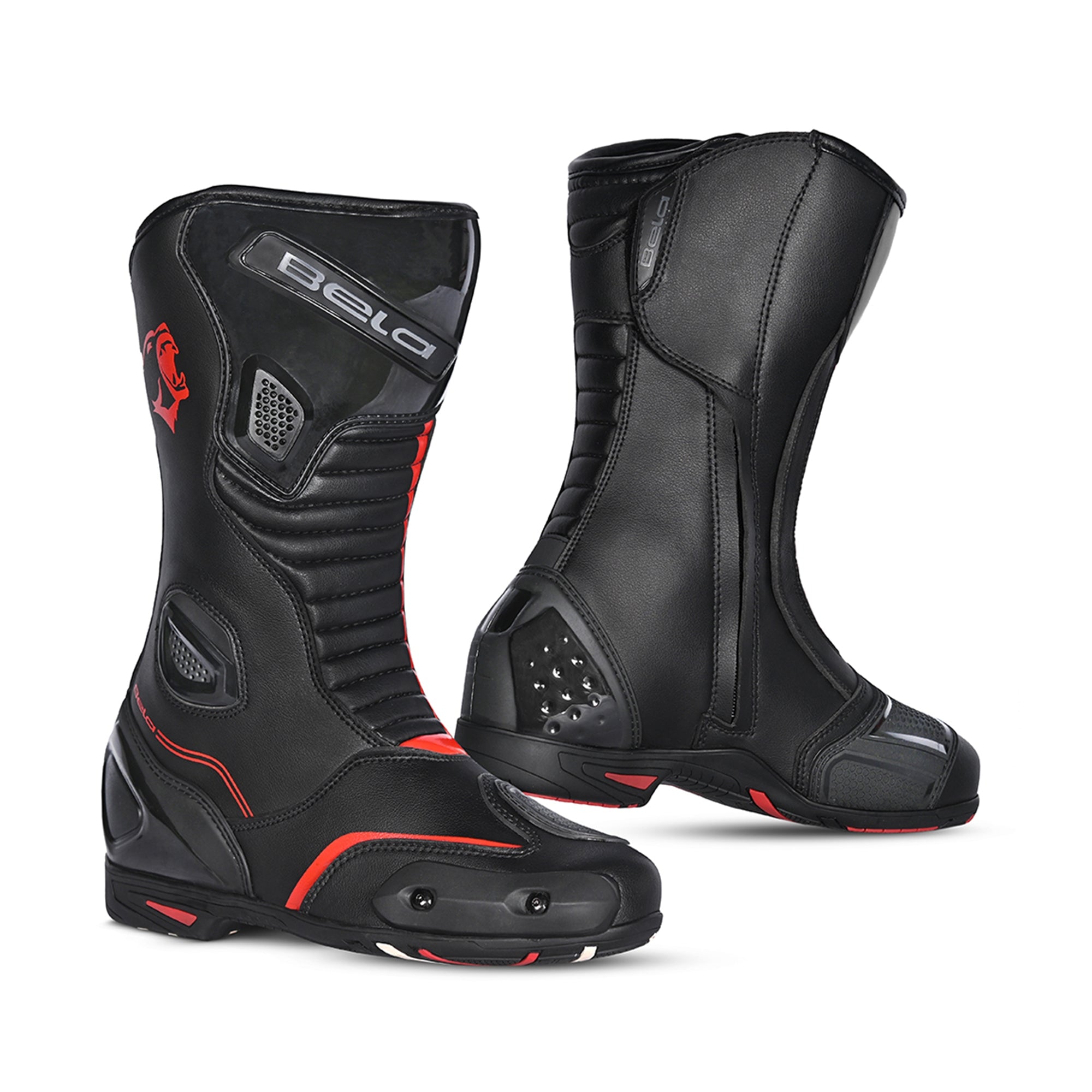 Stivali moto da strada unisex Bela Strip neri/rossi – SECURTEX