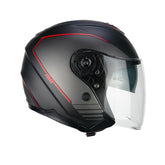 CGM 160G JAD RIDE Moto Jet Casco Negro Rojo Mate