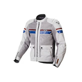 Veste textile de moto MACNA Fluent pour homme, gris clair, bleu, rouge – Maximomoto ES