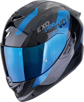 SCORPION FULL FACE HELMET EXO-1400 EVO II CARBON AIR PLATED BLACK BLUE – Maximomoto ES