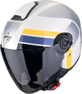 SCORPION EXO-CITY II BLUR Urban Jet Motorcycle Helmet White Silver Yellow – Maximomoto ES