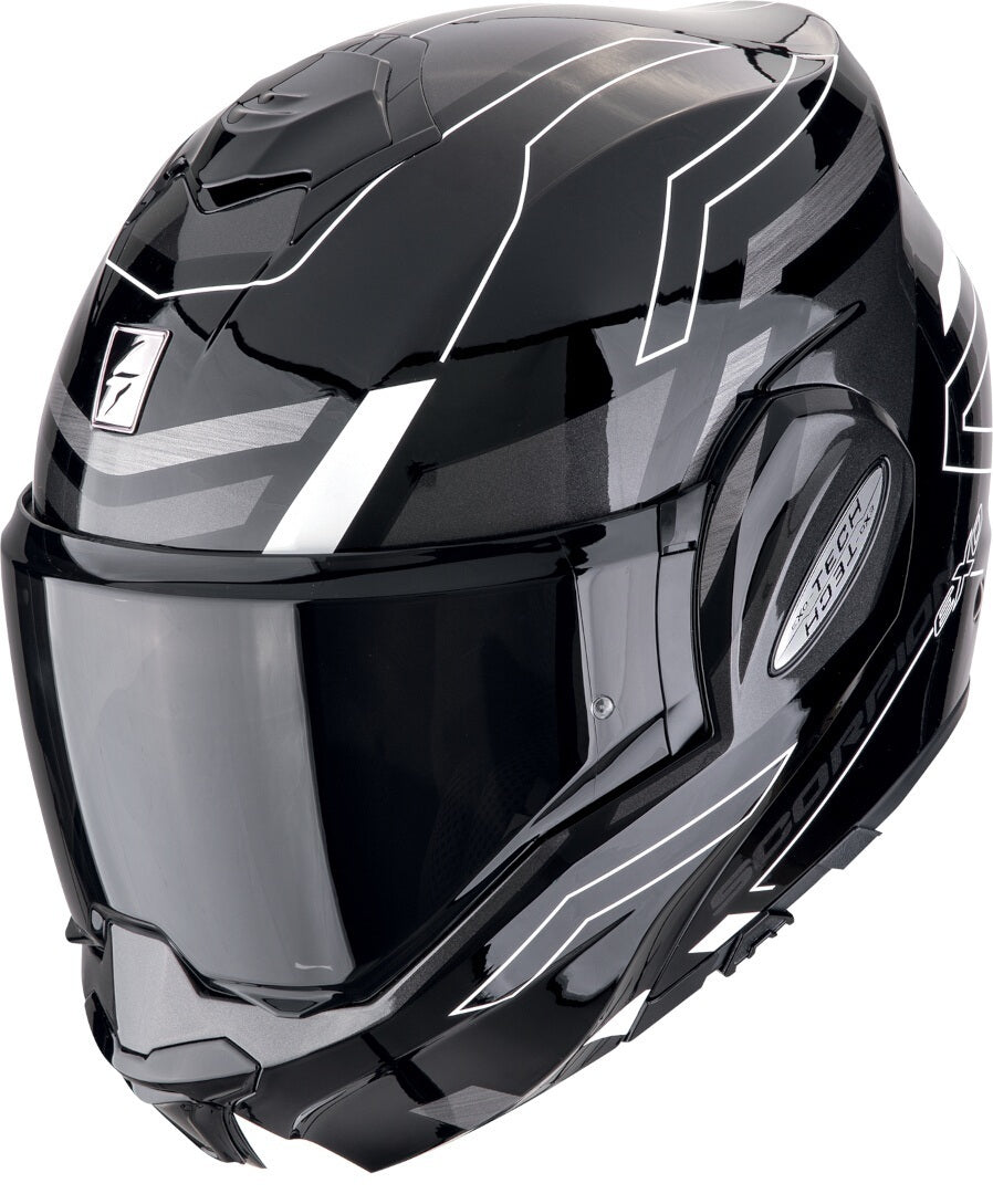 SCORPION EXO Tech Evo Conquer Modular Helmet Black White – SECURTEX MOTOR S.L (t/a MaximoMoto)