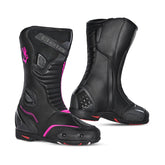 BELA STRIP BOTAS DE MOTO DE TOURING DE MUJER PIEL NEGRO ROSA FLOUR – Maximomoto ES