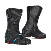 BELA STRIP BOTAS DE MOTO MUJER TOURING PIEL NEGRO TURQUESA – Maximomoto ES
