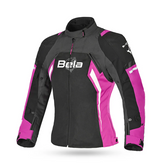 BELA ELANUR CHAQUETA DE MOTOCICLETA MUJER NEGRO ANTRACITA ROSA – Maximomoto ES