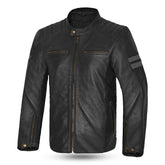 BELA STARK CHAQUETAS DE CUERO DE MOTOCICLETA HOMBRE NEGRO GRIS
