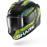 SHARK D-SKWAL 3 SPEED-VIB Mat NEGRO Green Azul Casco De Moto