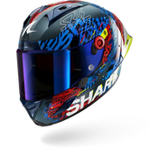 SHARK AERON-GP FIM RACING #2 SPEED-VIB Carbon Azul Rojo Casco De Moto