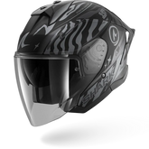 SHARK SKWAL JET CUP SPEED-FANCY Mat NEGRO Anthra Plata Casco De Moto