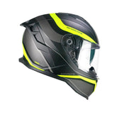 CGM 363 SHOT Integral Moto Casco Negro Amarillo Fluo Mate