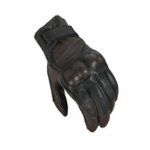 Luvas de motociclismo MACNA BOLD para homem em pele perfurada, nas cores preto e castanho. – Maximomoto ES