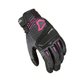 Luvas de motociclismo de senhora Macna Juice, modelo Ergothumb, pretas e cor-de-rosa. – Maximomoto ES