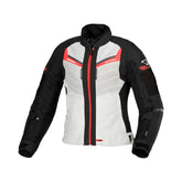 Macna Tondo Mujer Chaqueta Textil Moto Gris Claro Negro Rojo – Maximomoto ES