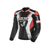 BELA X RACE CHAQUETA DE MOTO HOMBRE PIEL NEGRO BLANCO ROJO