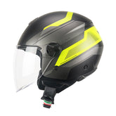 CGM 167K FLO CITY Cara Abierta Jet Casco Negro Amarillo Fluo Mate Largo