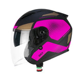 CGM 136G DNA GALAXY Moto Jet Casco Negro Fluor Fucsia Mate – Maximomoto ES