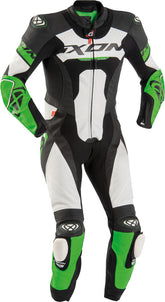 Combinaison moto de course homme IXON JACKAL en cuir, une pièce, noir, blanc, vert – Maximomoto ES
