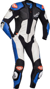 Macacão de homem em pele para motociclismo IXON VENDETTA EVO, preto, branco e azul. – Maximomoto ES