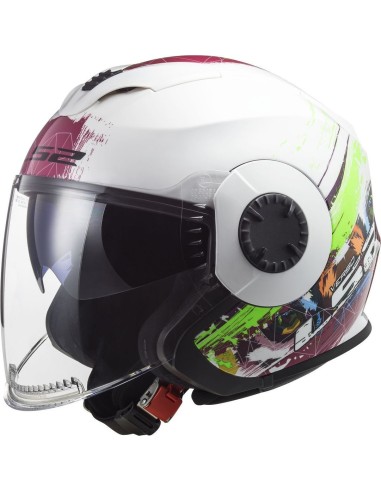 LS2 OF570 verso Spring white Pink Jet casco moto aperto Scooter