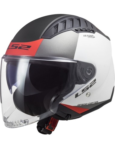 CASCO MOTO OPEN FACE LS2 OF600 COPTER II URBANE BLU OPACO ROSSO