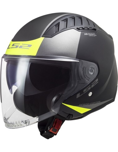 LS2 OF600 Copter II Urbane Nero Opaco H-V-Giallo Casco da moto open face