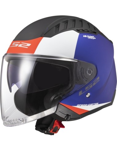 Capacete LS2 OF600 Copter Urban Matt Blue vermelho aberto para motas e scooters