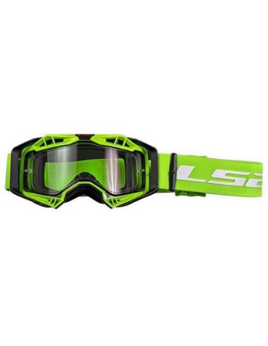 LS2- AURA GOGGLE BLACK H-V GREEN WITH CLEAR VISOR