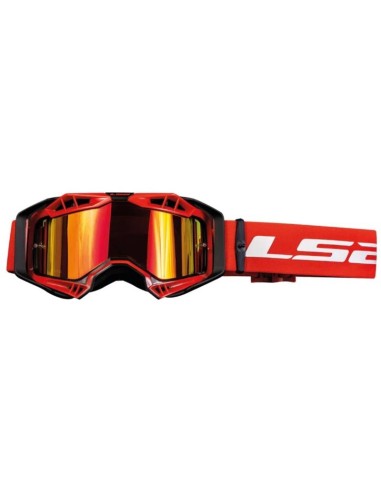 LS2- AURA GOGGLE BLACK RED WITH IRIDIUM VISOR