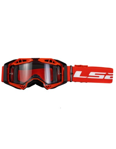 LS2- AURA GOGGLE BLACK RED WITH CLEAR VISOR