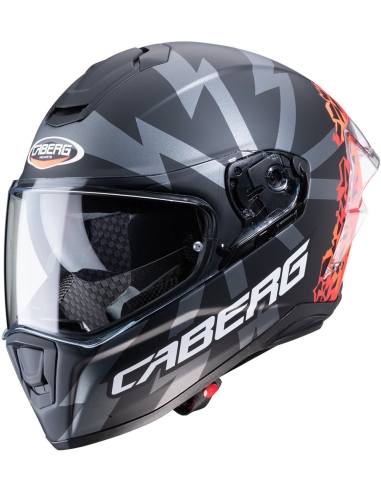 CABERG-Casco DRIFT EVO STORM MATT BLACK/RED FLUO/ORANGE FLUO