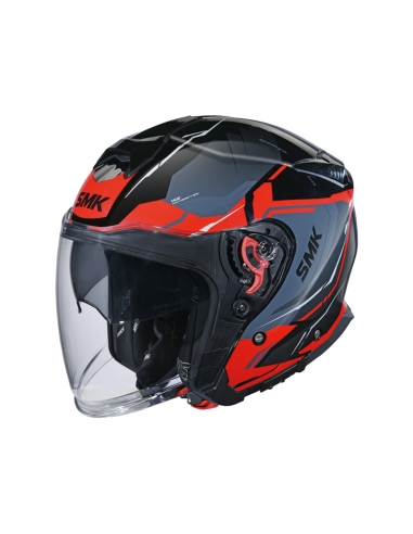 Casque de moto ouvert SMK Gtj escape décoré noir brillant rouge GL236