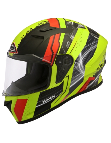 SMK Stellar Swank MA423 Casco Integral Moto Sports Touring Negro Mate Amarillo Rojo