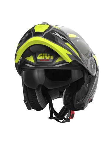 GIVI X.27 Dimension Titanium Black Yellow Flip front on road motorbike helmet