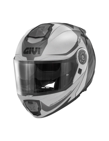 GIVI - CASCO MOD X27/DIMENSION Soportes de moto Casco Modular Riding Negro Mate Plata