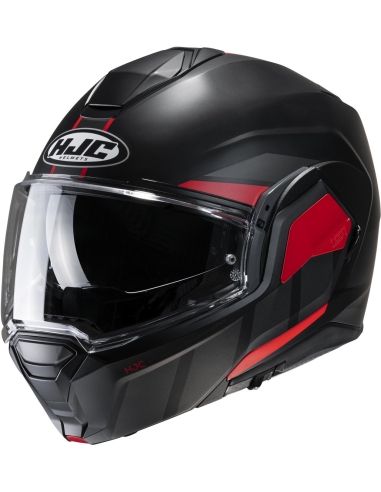 casco moto modulare integrale hjc- i100 beis mc1sf rosso