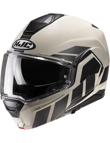 casco moto integrale modulare hjc- i100 beis mc9sf marrone