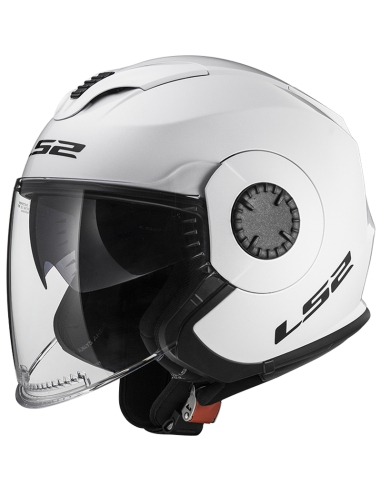 LS2 OF570 verso Capacete de motociclista urbano Jet mono simples branco brilhante